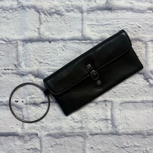 Vintage 1990’s Victoria’s Secret black vegan leather ring-bracelet clutch